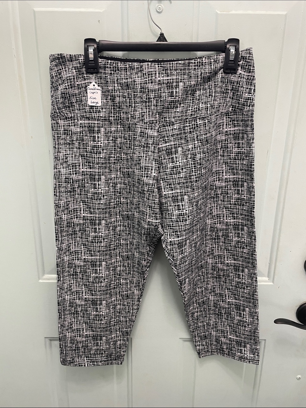 Women's Athletic Capri Shorts - Black & White Print